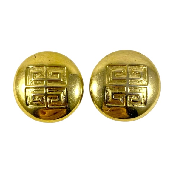 Vintage GIVENCHY Large Round Logo Earrings - EUC